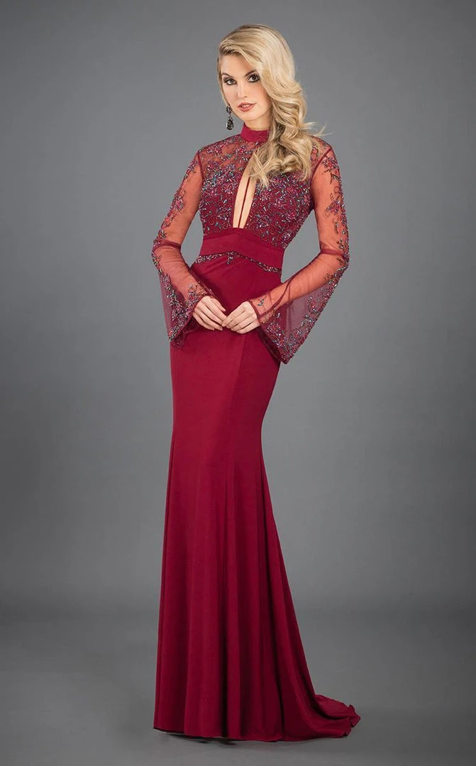 Formal Gowns Rachel Allan Couture - 8266 Long Sleeve Embellished High Neck Gown 5 Formal Gowns Rachel Allan Couture - 8266 Long Sleeve Embellished High Neck Gown