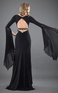 Rachel Allan Couture - 8268 Plunging V Neck Bell Sleeves Gown