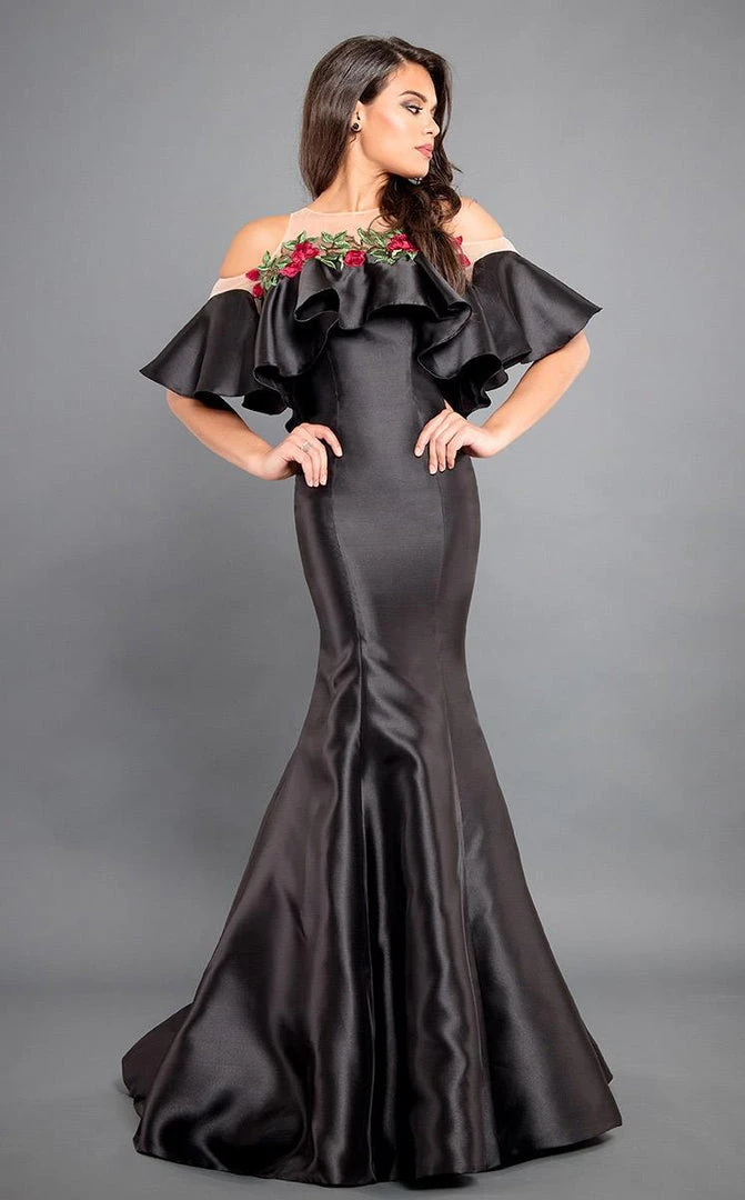 Rachel Allan Couture - 8301 Floral Embroidered Ruffled Mermaid Gown Formal Gowns 3 Rachel Allan Couture - 8301 Floral Embroidered Ruffled Mermaid Gown Formal Gowns