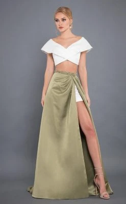 Rachel Allan Couture - 8303 Two Piece V-neck Romper With Overskirt