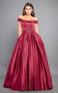Plus Size Dresses Rachel Allan Couture - 8306 Off-Shoulder Matte Satin Ballgown