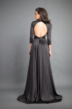 Rachel Allan Couture - 8349 Plunging V-neck Satin Jumpsuit