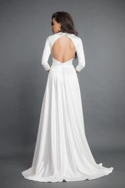 Rachel Allan Couture - 8349 Plunging V-neck Satin Jumpsuit