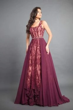 Formal Gowns Rachel Allan Couture - 8352 Lace Scoop Chiffon A-line Gown