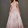 Formal Gowns Rachel Allan Couture - 8375 Embroidered Deep V-neck Tulle Ballgown