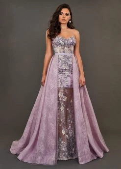 Rachel Allan Couture - 8390 Lace Embroidered Dress With Overskirt Formal Gowns 7 Rachel Allan Couture - 8390 Lace Embroidered Dress With Overskirt Formal Gowns