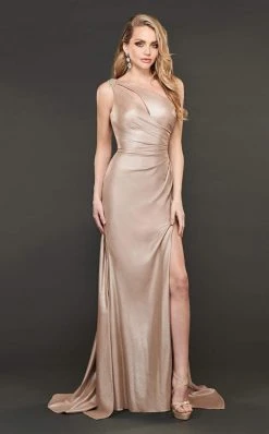 Formal Gowns Rachel Allan Couture - 8406 Embellished One Shoulder A-line Dress