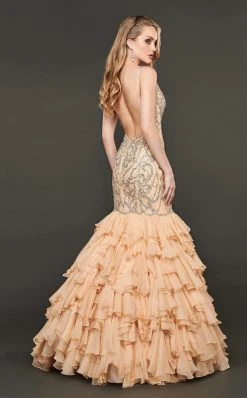 Rachel Allan Couture - 8414 Embellished Deep V-neck Mermaid Dress 7 Rachel Allan Couture - 8414 Embellished Deep V-neck Mermaid Dress