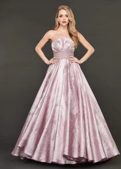 Rachel Allan Couture - 8418 Strapless Metallic Pleated Ballgown