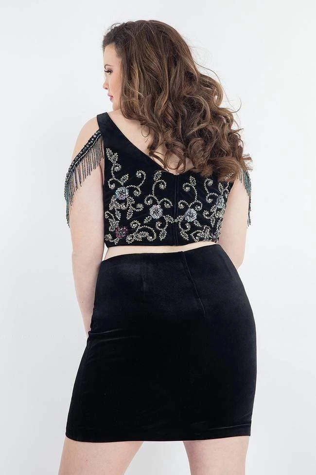 Cocktail Dresses Rachel Allan Curves - 4805 Two Piece Plunging Fringed Cocktail Dress 4 Cocktail Dresses Rachel Allan Curves - 4805 Two Piece Plunging Fringed Cocktail Dress