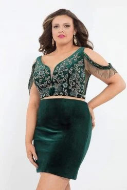 Cocktail Dresses Rachel Allan Curves - 4805 Two Piece Plunging Fringed Cocktail Dress 8 Cocktail Dresses Rachel Allan Curves - 4805 Two Piece Plunging Fringed Cocktail Dress