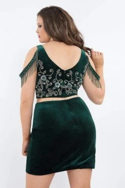 Cocktail Dresses Rachel Allan Curves - 4805 Two Piece Plunging Fringed Cocktail Dress 9 Cocktail Dresses Rachel Allan Curves - 4805 Two Piece Plunging Fringed Cocktail Dress