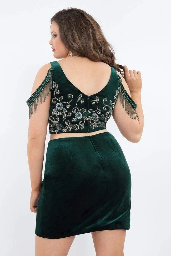 Cocktail Dresses Rachel Allan Curves - 4805 Two Piece Plunging Fringed Cocktail Dress 6 Cocktail Dresses Rachel Allan Curves - 4805 Two Piece Plunging Fringed Cocktail Dress