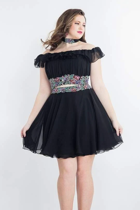 Cocktail Dresses Rachel Allan Curves - 4808 Two Piece Ruched Off-Shoulder A-Line Dress 3 Cocktail Dresses Rachel Allan Curves - 4808 Two Piece Ruched Off-Shoulder A-Line Dress