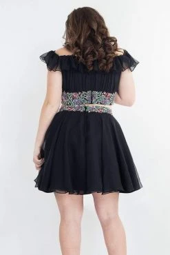 Cocktail Dresses Rachel Allan Curves - 4808 Two Piece Ruched Off-Shoulder A-Line Dress