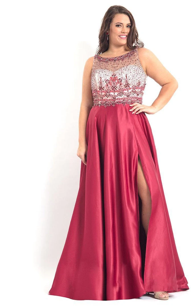 Formal Gowns Rachel Allan Curves - 6327 Beaded Illusion Bateau A-line Dress 3 Formal Gowns Rachel Allan Curves - 6327 Beaded Illusion Bateau A-line Dress