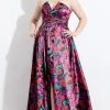 Rachel Allan Curves - 6331 Floral Printed Strapless Gown