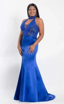 Formal Gowns Rachel Allan Curves - 6332 Embroidered Floral Halter Mermaid Gown 5 Formal Gowns Rachel Allan Curves - 6332 Embroidered Floral Halter Mermaid Gown