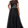 Rachel Allan Curves - 6661 Embroidered High Neck A-Line Dress Formal Gowns