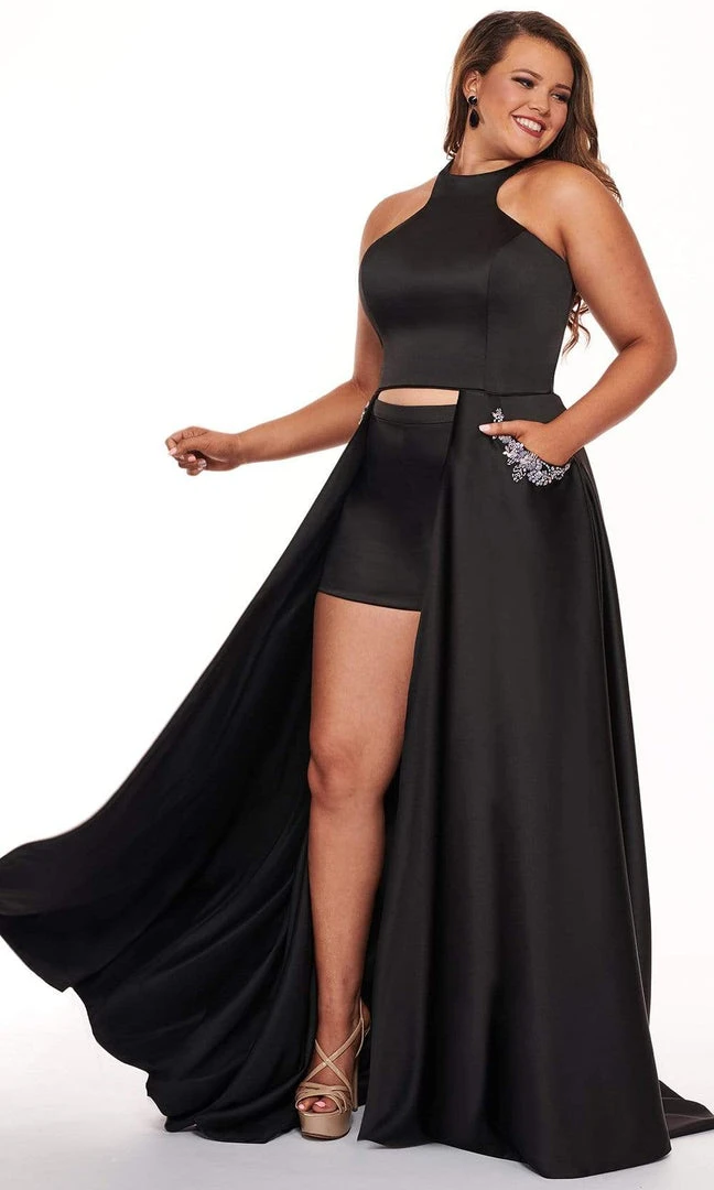 Formal Gowns Rachel Allan Curves - 6662 Contoured Halter Jeweled Overskirt Gown 5 Formal Gowns Rachel Allan Curves - 6662 Contoured Halter Jeweled Overskirt Gown