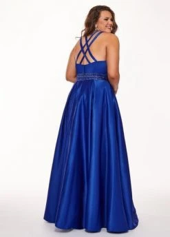 Formal Gowns Rachel Allan Curves - 6674 Brooch Accented Keyhole Cutout A-Line Gown