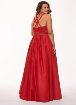 Formal Gowns Rachel Allan Curves - 6674 Brooch Accented Keyhole Cutout A-Line Gown