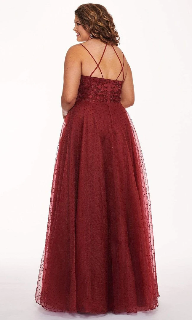 Formal Gowns Rachel Allan Curves - 6680 Beaded V-Neck Pleated Gown With Slit 4 Formal Gowns Rachel Allan Curves - 6680 Beaded V-Neck Pleated Gown With Slit
