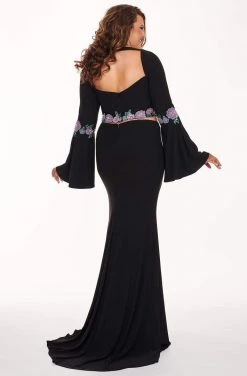 Rachel Allan Curves - 6689 Two Piece Beaded Long Sleeve Jersey Dress Formal Gowns