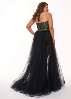 Rachel Allan Curves - 6692 Lace Romper With Tulle Skirt Overlay Plus Size Dresses