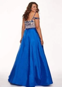 Formal Gowns Rachel Allan Curves - 6696 Beaded V-neck Taffeta Ballgown