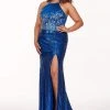 Formal Gowns Rachel Allan Curves - 6699 Sequined Halter Trumpet Dress With Train 2 Formal Gowns Rachel Allan Curves - 6699 Sequined Halter Trumpet Dress With Train