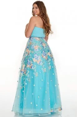 Formal Gowns Rachel Allan Curves - 7219 Strapless Floral Embroidered Tulle Gown