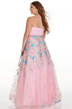 Formal Gowns Rachel Allan Curves - 7219 Strapless Floral Embroidered Tulle Gown