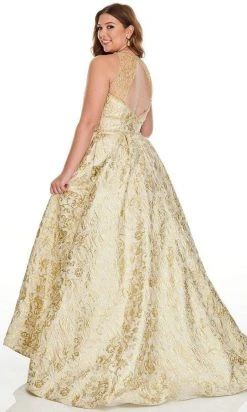 Formal Gowns Rachel Allan Curves - 7226 V-Neck Jacquard Ballgown