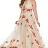 Rachel Allan Curves - 7233 Two-Piece Embroidered Floral A-Line Gown Formal Gowns