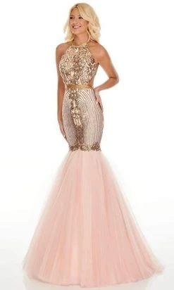 Rachel Allan - Embellished Halter Tulle Mermaid Dress 7142 Formal Gowns