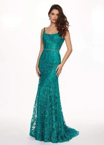 Rachel Allan - Embroidered Lace Scoop Neck Gown 6590 - 1 Pc Deep Jade In Size 10 Available 3 Rachel Allan - Embroidered Lace Scoop Neck Gown 6590 - 1 Pc Deep Jade In Size 10 Available