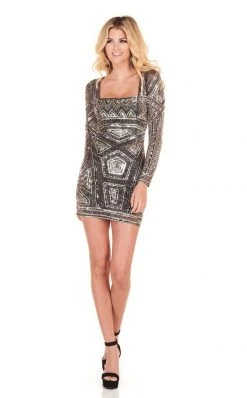 Rachel Allan Homecoming - 4000 Embellished Long Sleeves Cocktail Dress