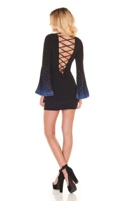 Rachel Allan Homecoming - 4030 Long Bell Sleeves Plunging V-Neck Dress 5 Rachel Allan Homecoming - 4030 Long Bell Sleeves Plunging V-Neck Dress