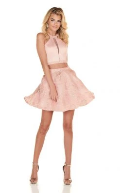 Cocktail Dresses Rachel Allan Homecoming - 4074 Beaded Two Piece Halter A-line Dress