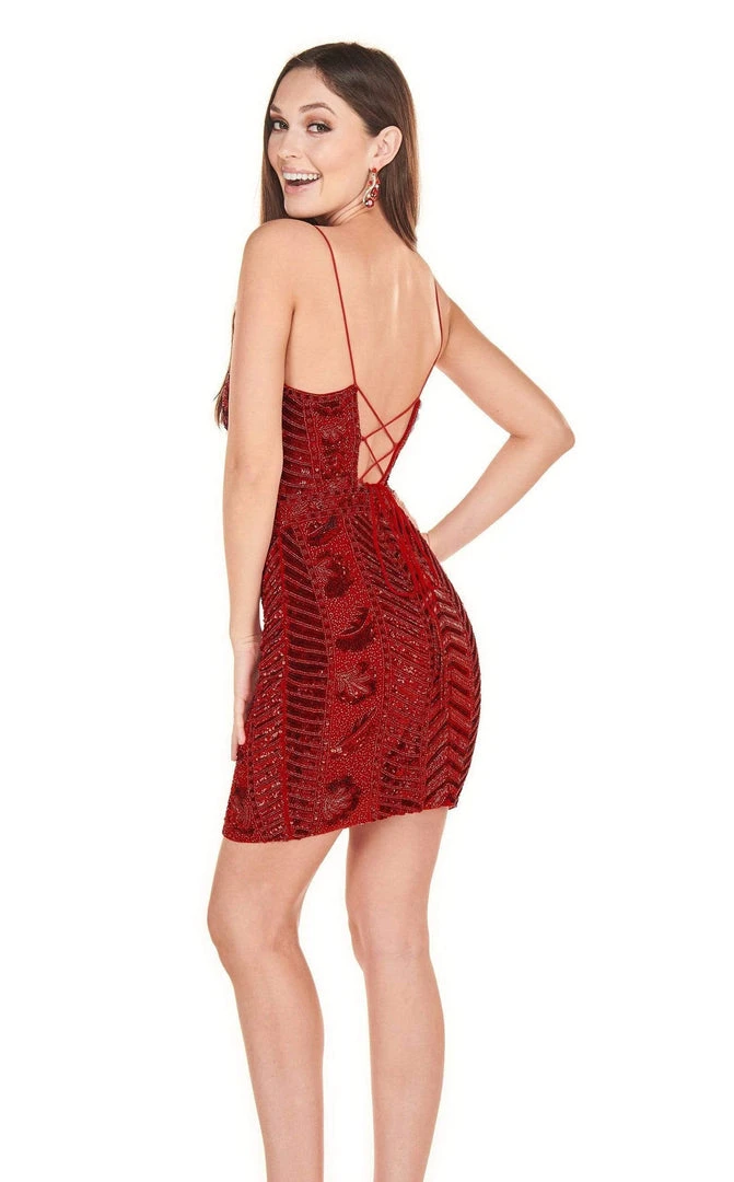 Rachel Allan Homecoming - 4089 Beaded Plunging V-neck Sheath Dress 4 Rachel Allan Homecoming - 4089 Beaded Plunging V-neck Sheath Dress