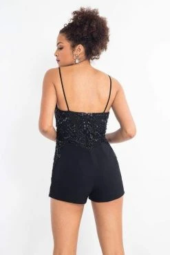 Rachel Allan LBD - L1207 Beaded Sweetheart Romper With Satin Overskirt Cocktail Dresses
