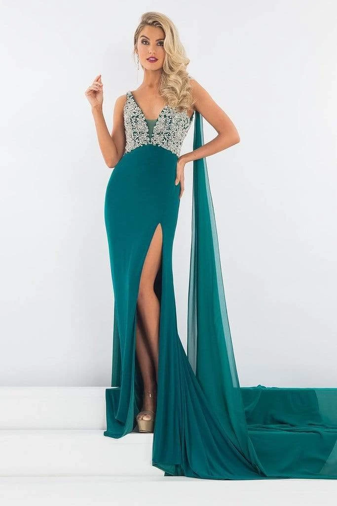 Formal Gowns Rachel Allan Prima Donna - 5032 Watteau Draped Ornate Plunging Gown 3 Formal Gowns Rachel Allan Prima Donna - 5032 Watteau Draped Ornate Plunging Gown