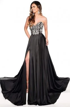 Rachel Allan Primadonna - 5089 Crystal Beaded Satin A-line Gown Formal Gowns