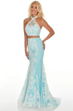 Rachel Allan Prom - 7003 Two Piece High Halter Trumpet Dress Formal Gowns