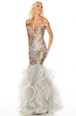 Rachel Allan Prom - 7004 Off Shoulder Sequined Mermaid Gown 12 Rachel Allan Prom - 7004 Off Shoulder Sequined Mermaid Gown