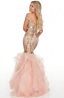 Rachel Allan Prom - 7004 Off Shoulder Sequined Mermaid Gown 9 Rachel Allan Prom - 7004 Off Shoulder Sequined Mermaid Gown