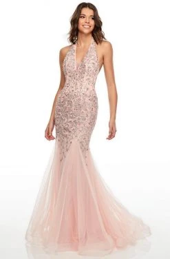 Rachel Allan Prom - 7008 Beaded Plunging Halter Mermaid Dress