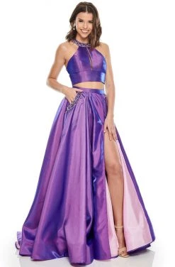 Rachel Allan Prom - 7009 Two Piece Beaded Halter Ballgown