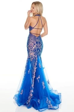 Formal Gowns Rachel Allan Prom - 7035 Sequined Plunging Halter Trumpet Dress 13 Formal Gowns Rachel Allan Prom - 7035 Sequined Plunging Halter Trumpet Dress